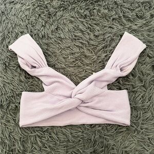 lavender twist knot ribbed top